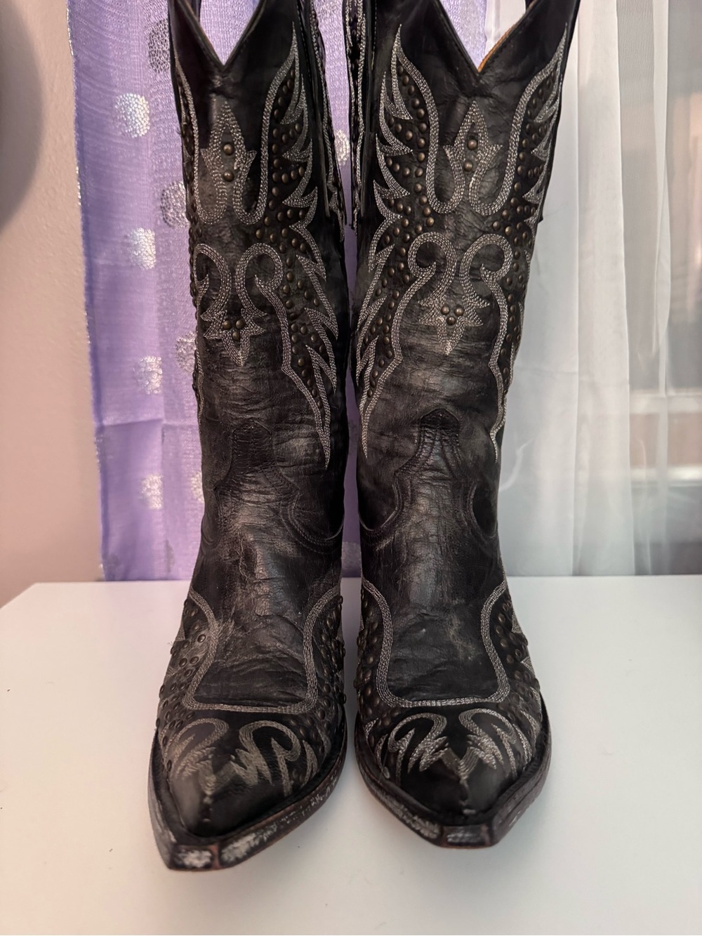 Old Gringo Black Western Studded Leather Heeled Boots